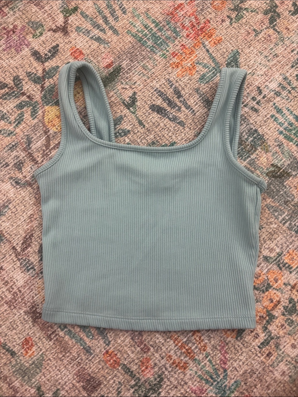 Wild Fable Ribbed Square-Neck Crop Tank Top - Sage Green